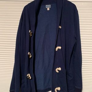J Crew Vintage Nautical Fleece Cardigan